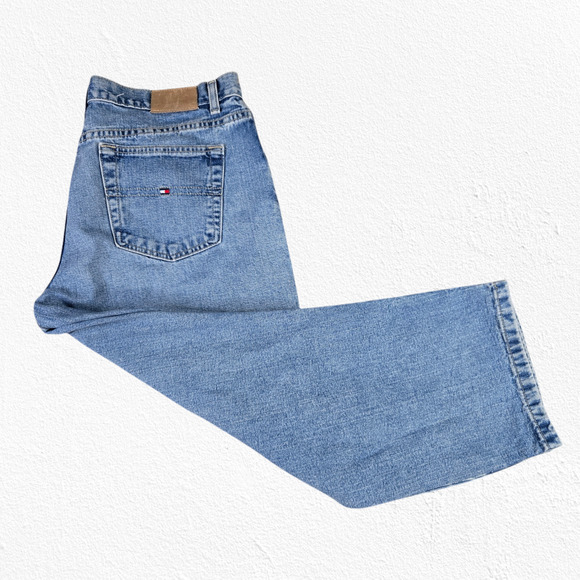 1990s Vintage Tommy Hilfiger Light Wash High Rise Capri Straight Jeans Size 12 - Picture 6 of 8